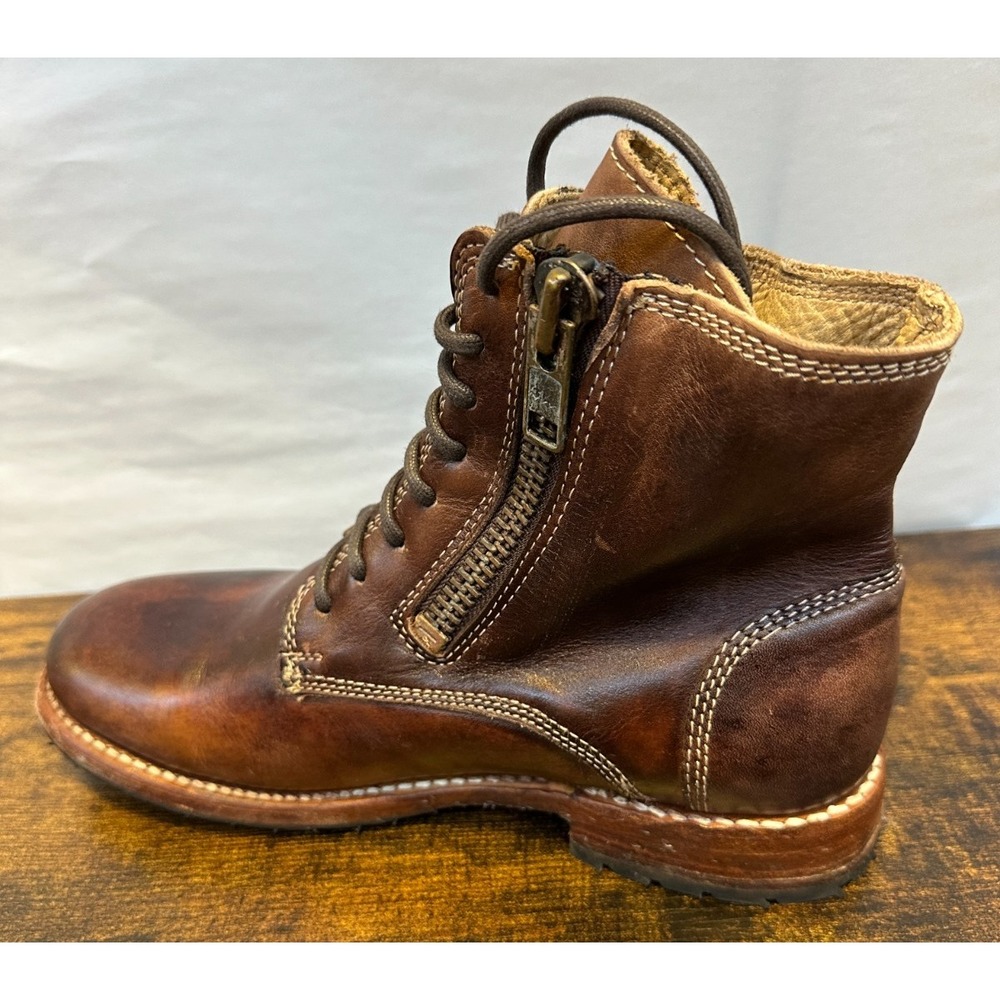 Bed Stu Tactical Boot Women's Size 8 Brown Leather Distressed Lace Up Zipper Lug - Picture 4 of 16